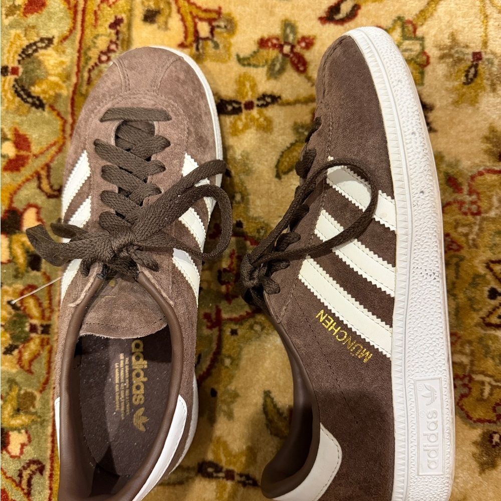 Adidas Brown Suede Sneakers with White Stripes